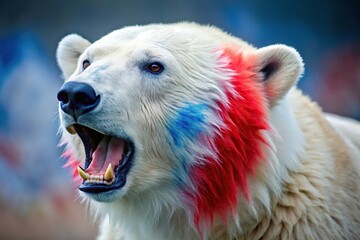 Wall Mural - arctic bear with painted fur in a growling pose