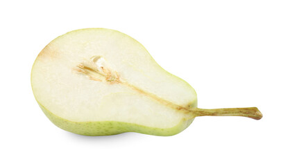 Wall Mural - Cut fresh ripe pear isolated on white