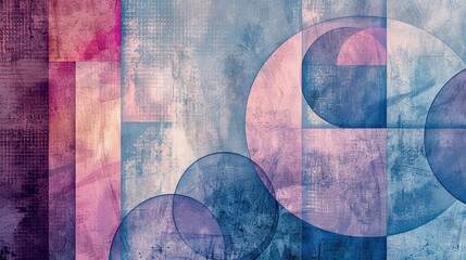 Constructivist backdrop with pastel-colored squares and circles with gradient lighting