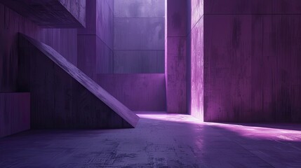 Wall Mural - Minimalist constructivist backdrop with clean sharp lines and purple accents in light