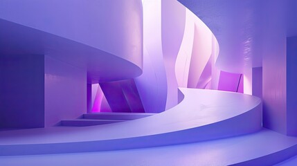 Wall Mural - Minimalist backdrop with clean monochrome lines and purple accents and soft lighting