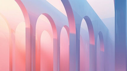 Canvas Print - Wallpaper with intersecting arcs and lines in pastel pink and blue with lighting