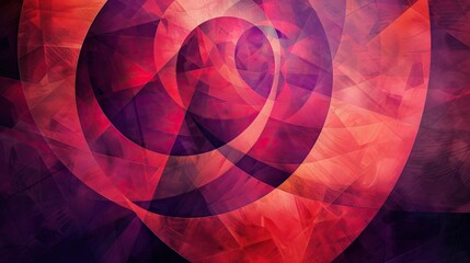 Concentric circles and sharp triangles in reds and purples with gradient lighting