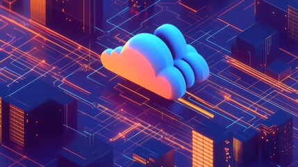 Wall Mural - Cloud Computing and Data Center Illustration