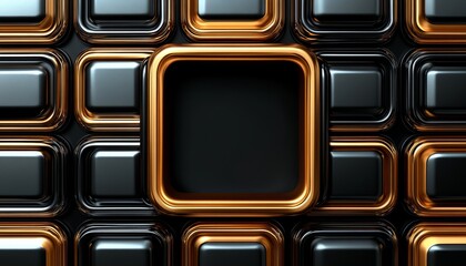 Wall Mural - Black and Gold Geometric Shapes with a Center Empty Square