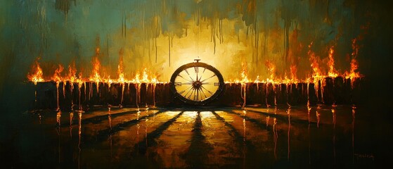 Canvas Print - Temporal Flames, Sundial