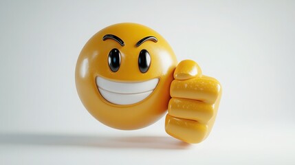 A 3D cartoon emoji doing a fist bump with a confident smile, expressing solidarity or celebration, on a white background 