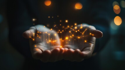 Canvas Print - Hands Holding Glowing Network