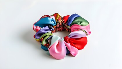 Canvas Print - Vibrant silk hair scrunchies showcasing style and elegance in fashion accessories for stunning hairstyles