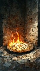 Wall Mural - Temporal Flames, Sundial