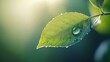 © Monchisa - Morning Dew on Leaf, a serene moment captured as a single dewdrop clings to a vibrant green leaf, reflecting the soft light of dawn in a tranquil natural setting.