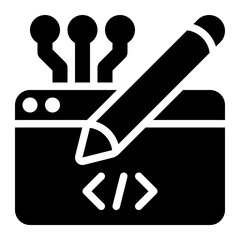 application design, software design, system design, coding, programming, software development solid or glyph icon