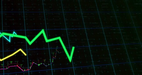 Sticker - Stock market graph animation over grid background