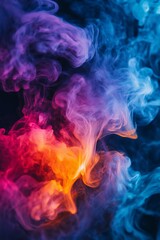 Poster - Colorful swirling vapor creates a mesmerizing abstract pattern in dark settings