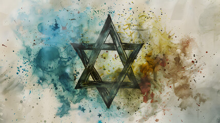 Sticker - Pentagram Watercolor art drawing style