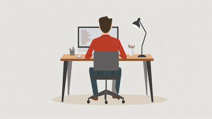 Man at computer clipart