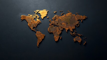 Sticker - World Map Made of Digital Circuits Symbolizing Global Technology