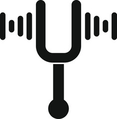 Poster - Simple icon of a tuning fork creating sound waves, representing sound, music, and frequency