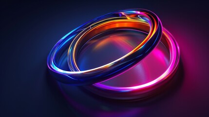 Wall Mural - Abstract Neon Rings with Colorful Glowing Lights