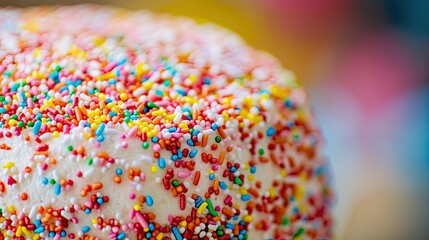 Sticker - A close-up of a colorful cake topped with vibrant sprinkles.