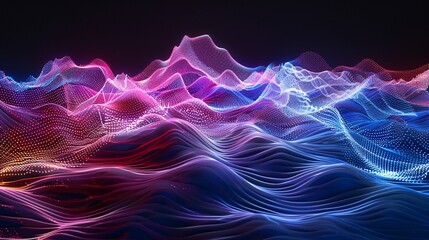 Wall Mural - Abstract Digital Landscape with Neon Lights