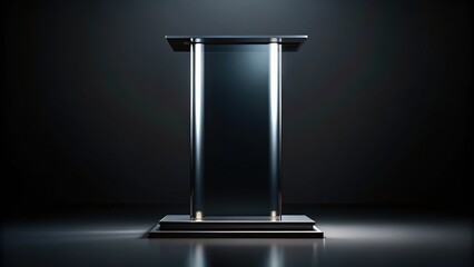 Wall Mural - Black glass podium on dark background