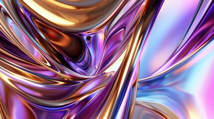 Fototapete - abstract liquid metal and glass in purple gold color as background illustration