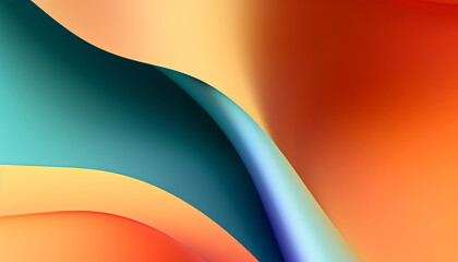 Sticker - Abstract colorful wavy shapes wallpaper. Modern curvy background with motion effect. Generative ai