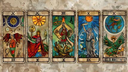 Tarot Cards Watercolor art drawing style