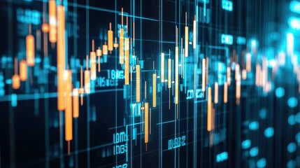 Sticker - Abstract Stock Market Data Chart with Orange and Blue Lines