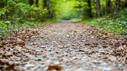 Poster - Forest Path with Fallen Autumn Leaves