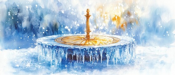 Wall Mural - Frozen Sundial, Sundial