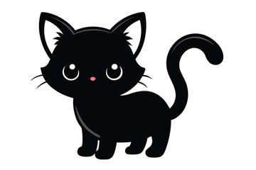 Wall Mural - Black cat cartoon vector illustration on white background