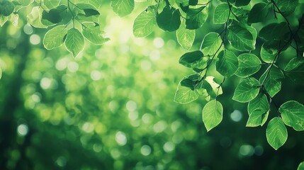 Sticker - Green Leaves with Bokeh Background   Nature Photography