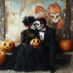 Halloween couple photo booth ideas