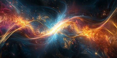 Wall Mural - Abstract art with swirling light and color.