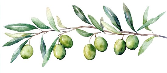 Watercolor Olive Branch: A Beautiful Depiction of Nature's Bounty in Art