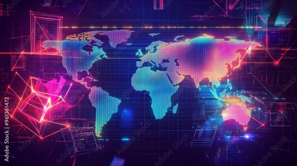 Envision a world map as a dynamic interactive projection. The ...