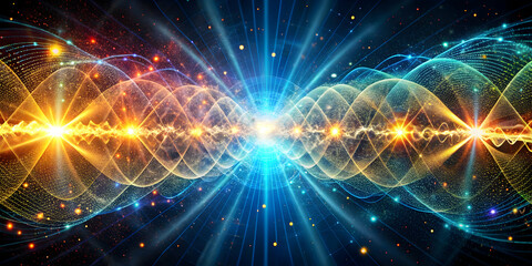 Cosmic Dance of Energy: Abstract digital art depicting a mesmerizing interplay of light and color, capturing the essence of cosmic energy and the interconnectedness of all things. 