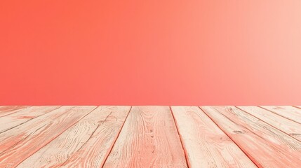 Poster - Wooden Tabletop with Coral Background