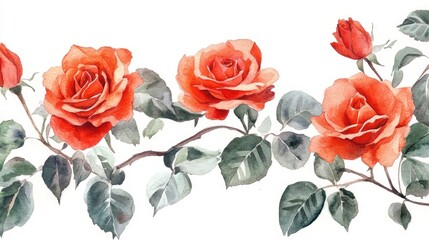 Stunning Watercolor Roses: A Beautiful Floral Illustration for Nature Lovers