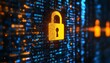 © Ilja - Digital Security Lock On Binary Code Background, Cybersecurity Concept. 3D Illustration