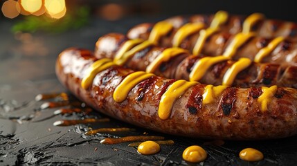 Wall Mural - Grilled Sausages with Mustard