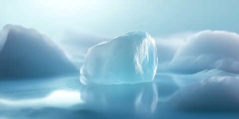 Sticker - A single ice chunk on a frozen lake.