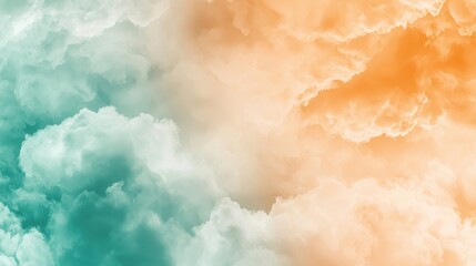 Poster - Abstract Sky Background with Teal and Orange Clouds