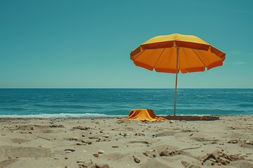 Wall Mural - Yellow Beach Umbrella Under the Summer Sky