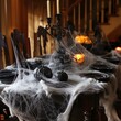 © sok - Spooky Halloween cobweb decorations