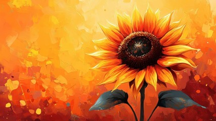 Wall Mural - A stylized sunflower illustration, with unique shapes and bold colors, offering a modern and visually striking perspective.