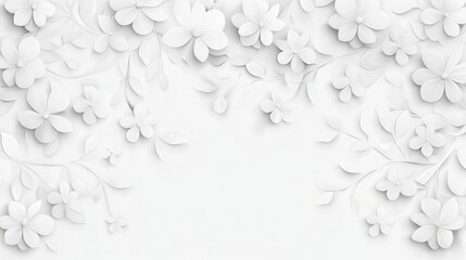 Wall Mural - White Paper Flowers on White Background   Elegant Floral Design