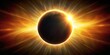 © AK2478 - Dramatic, high-dynamic-range shot of a total solar eclipse, with the moon's dark disk centered against a blazing, golden-hued sun corona.